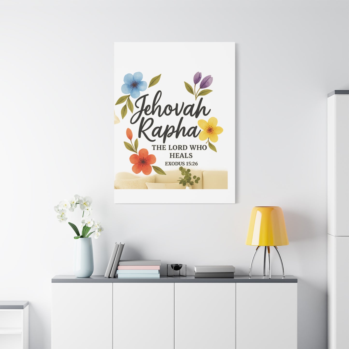Jehovah Rapha Wall Art – The Lord Who Heals | Exodus 15:26 Christian Decor