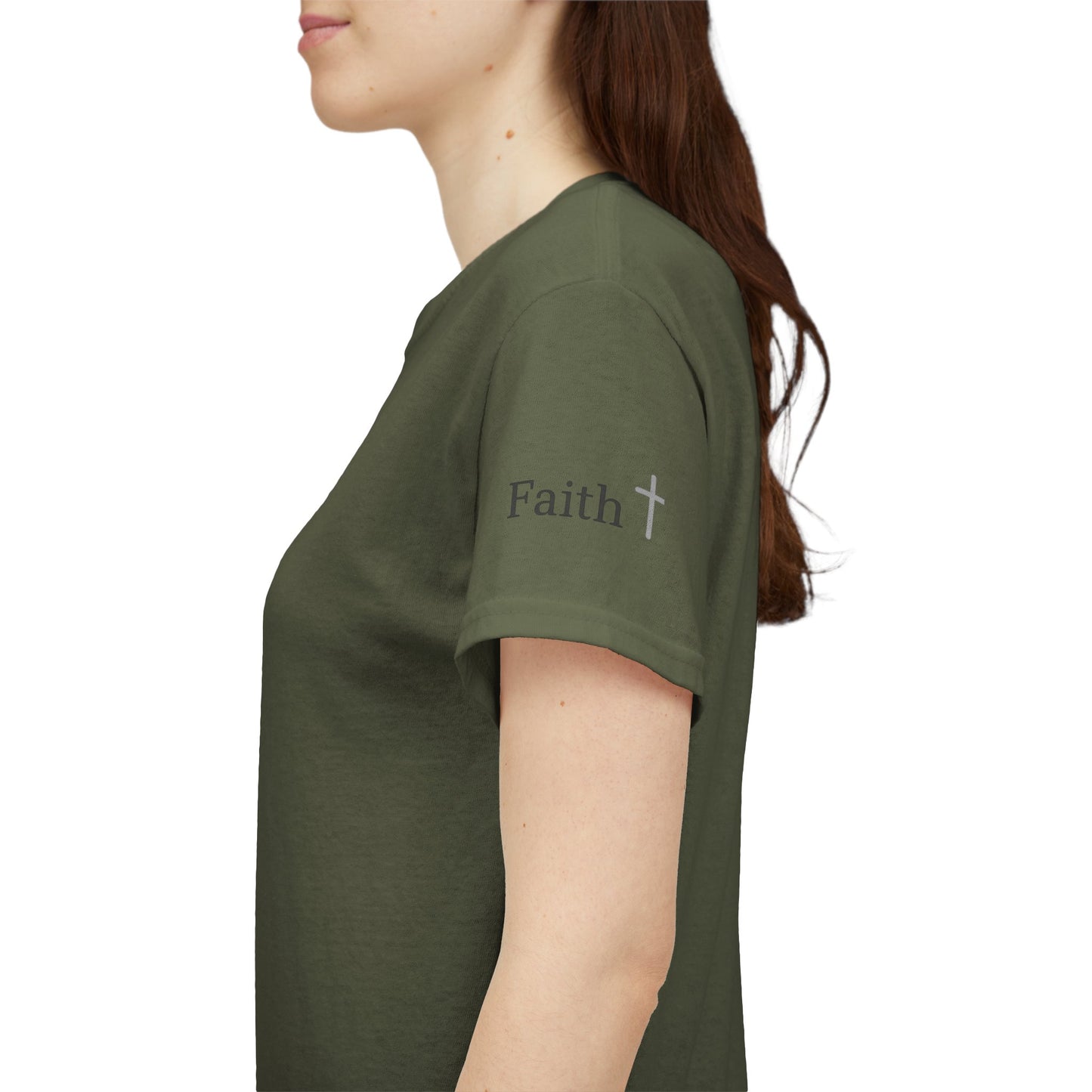 Faith Christian Heavy Cotton Tee with Cross Symbol – Unisex Inspirational T-Shirt