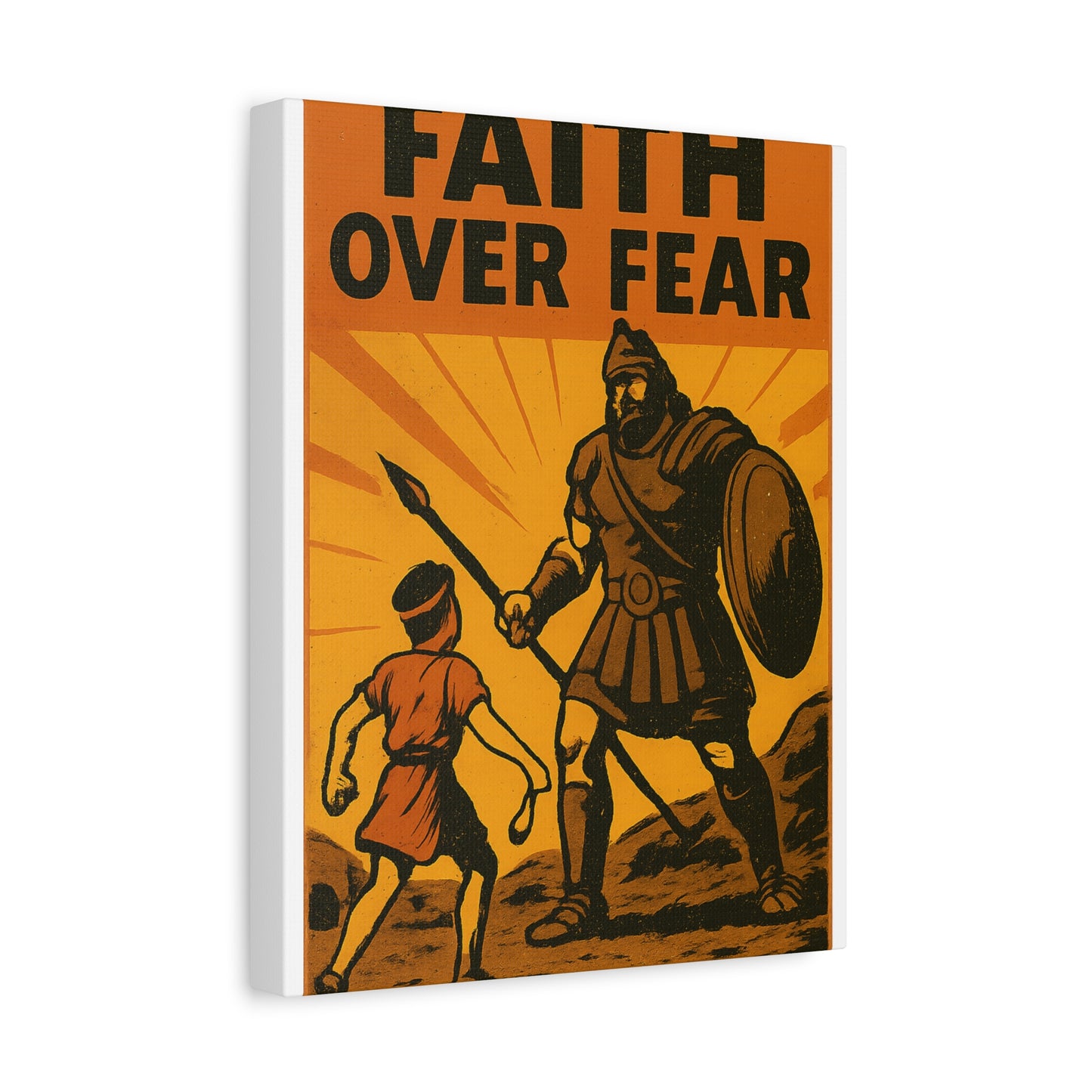 David and Goliath Wall Art | Faith Over Fear Christian Poster.