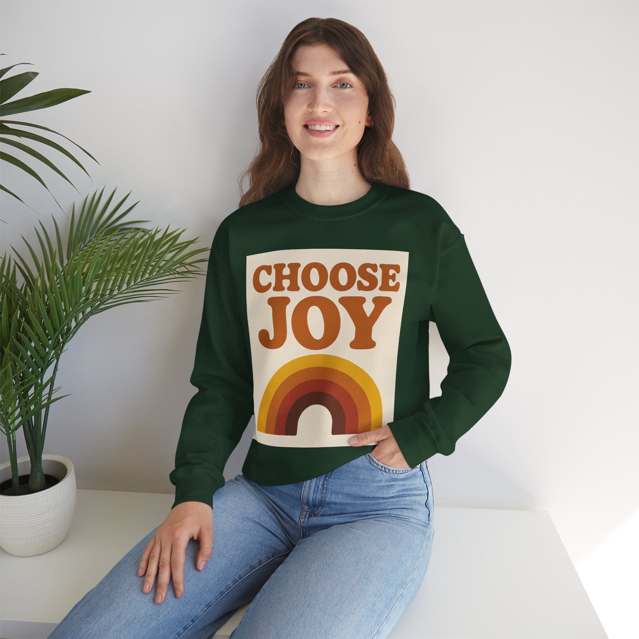 Choose Joy Rainbow Crewneck Sweatshirt, Unisex Sweatshirt, Motivational Gift, Cozy Layer, Fall Fashion, Positive Vibes