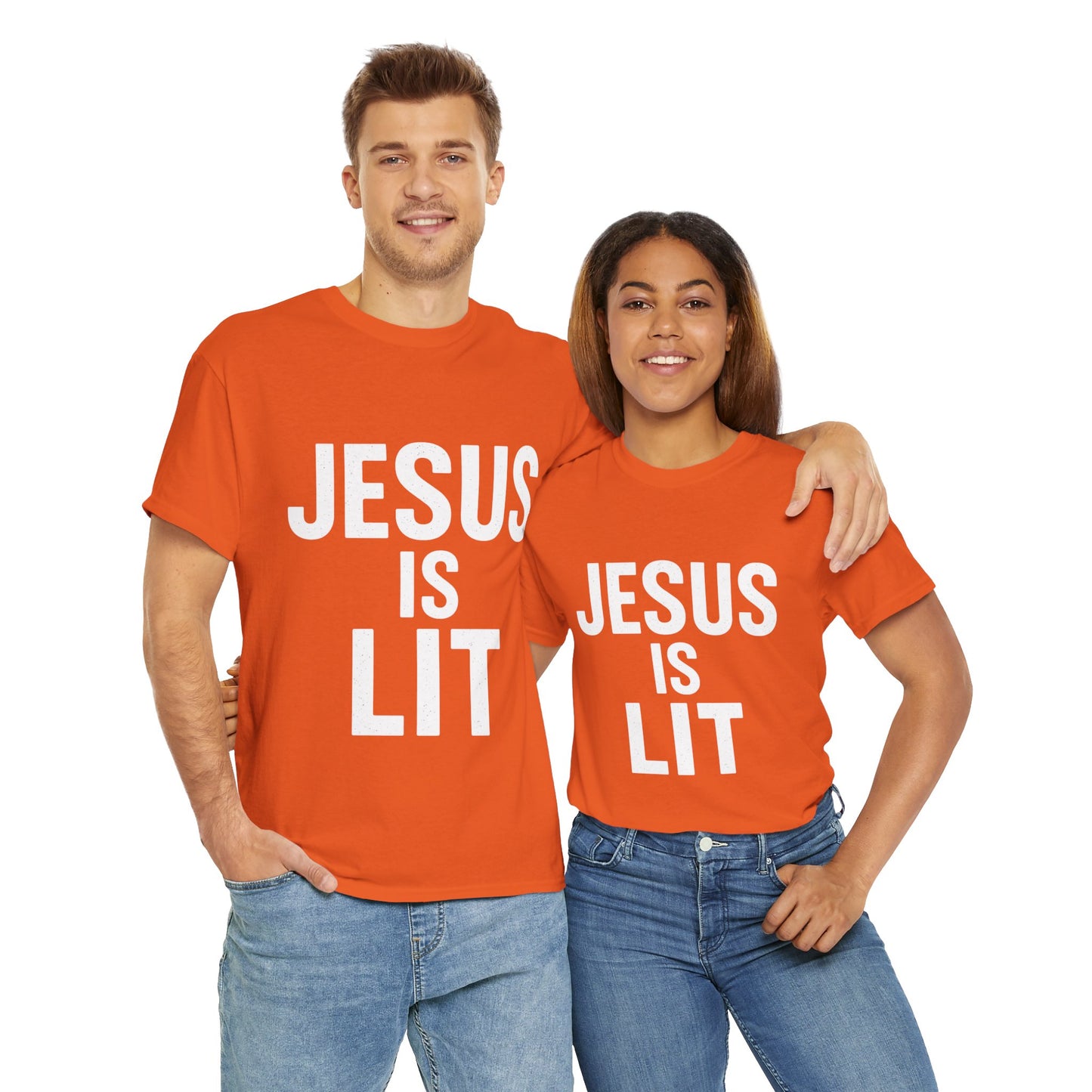 Jesus Is Lit Heavy Cotton Tee | Bold Christian Streetwear