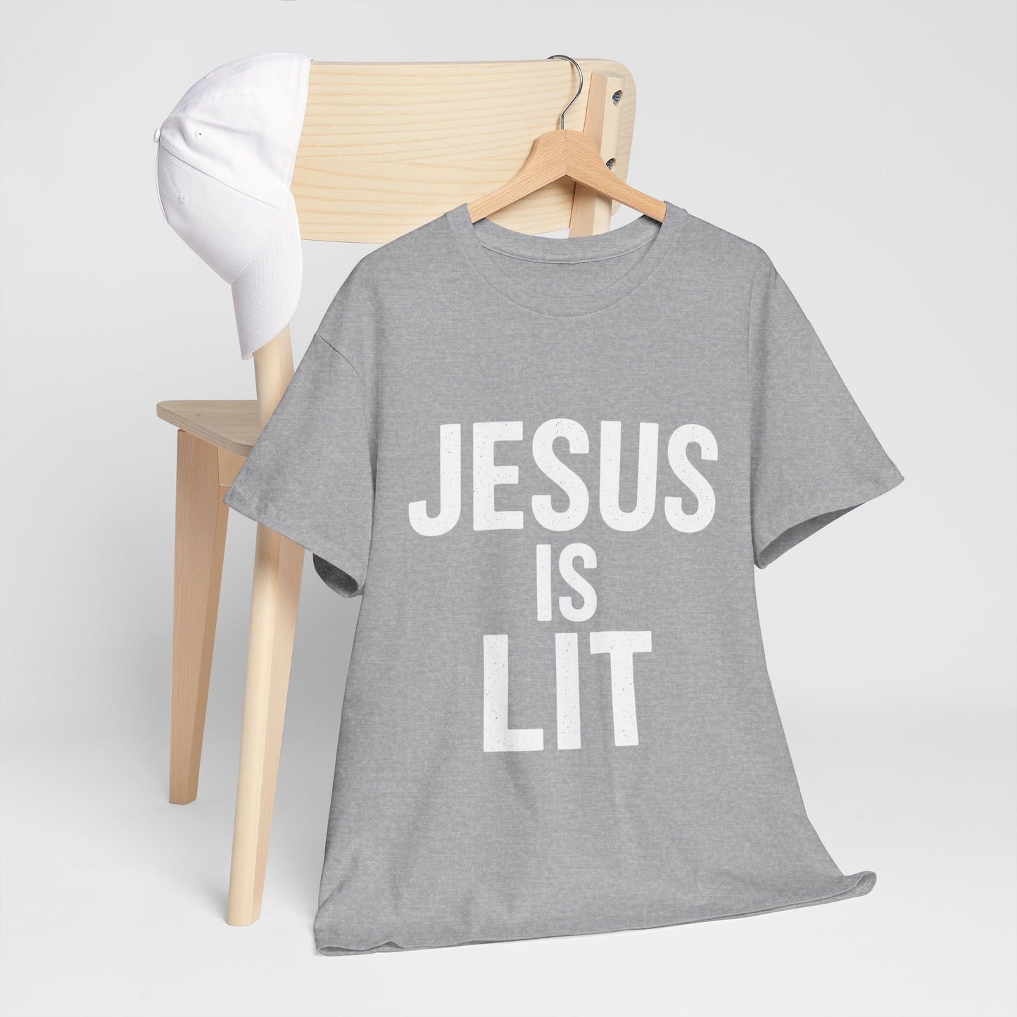 Jesus Is Lit Heavy Cotton Tee | Bold Christian Streetwear