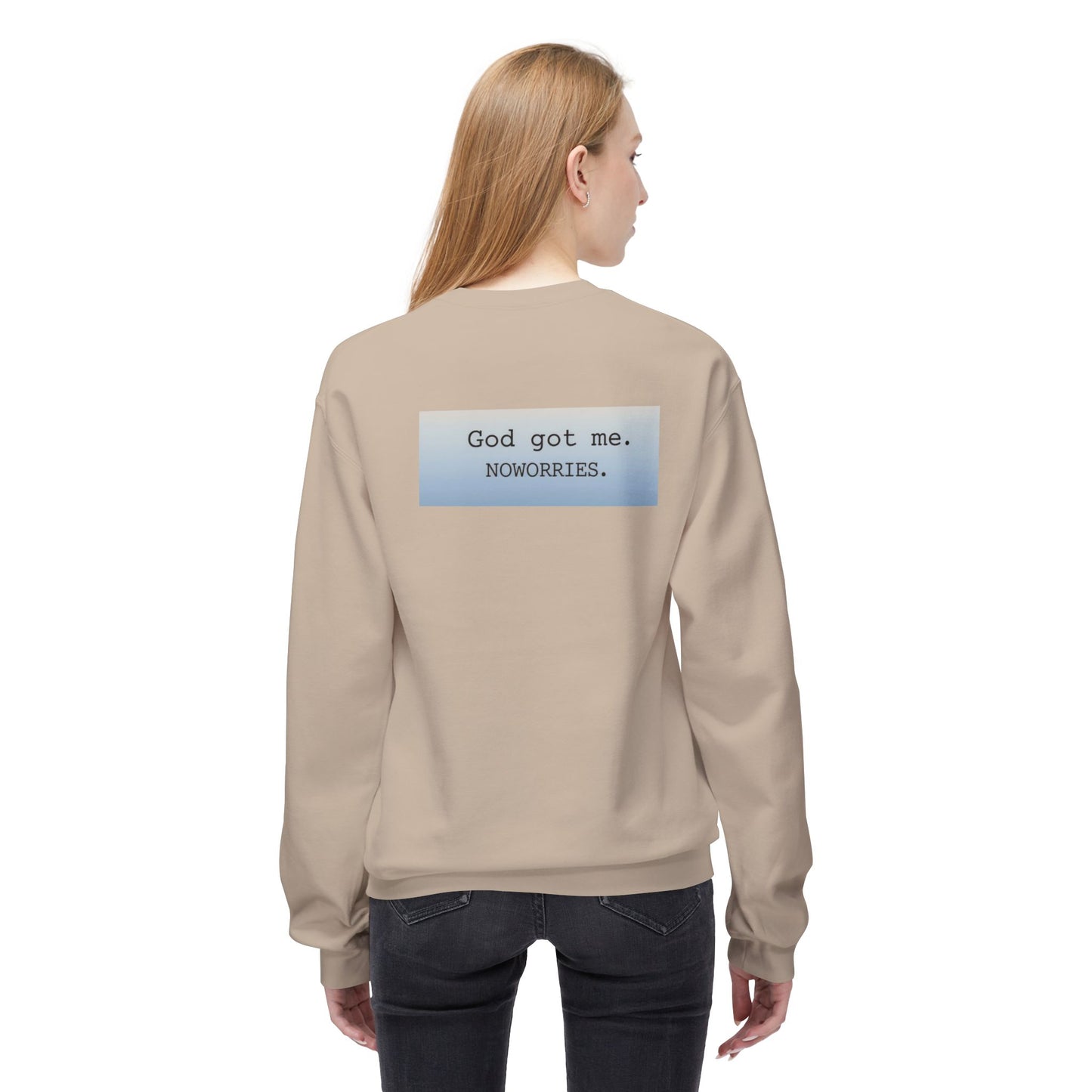 Cozy Inspirational Crewneck Sweatshirt with 'God Got Me. No Worries.' Slogan, Gift for Faith Lovers, Relaxed Casual Wear, Spiritual [...]