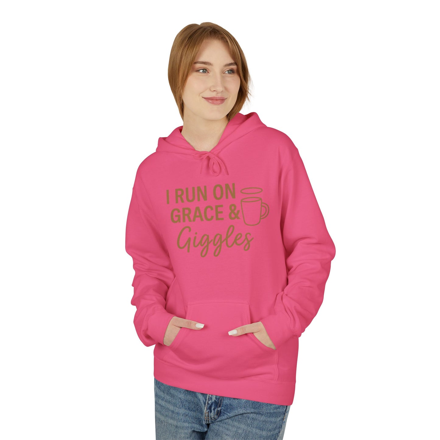 I Run on Grace and Giggles Hoodie – Funny Christian Sweatshirt for Joyful Believers.