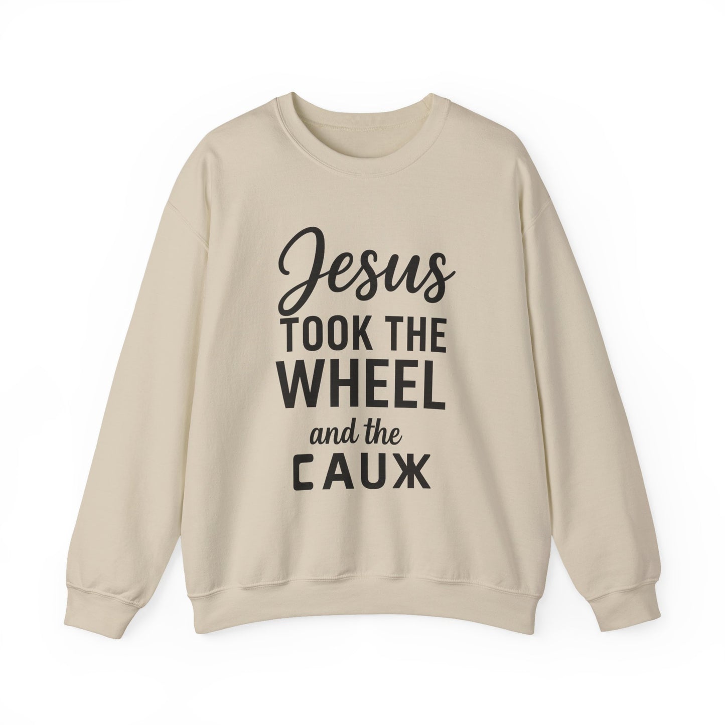 Jesus Took the Wheel and the Aux Unisex Christian Sweatshirt | Faith-Inspired Humor