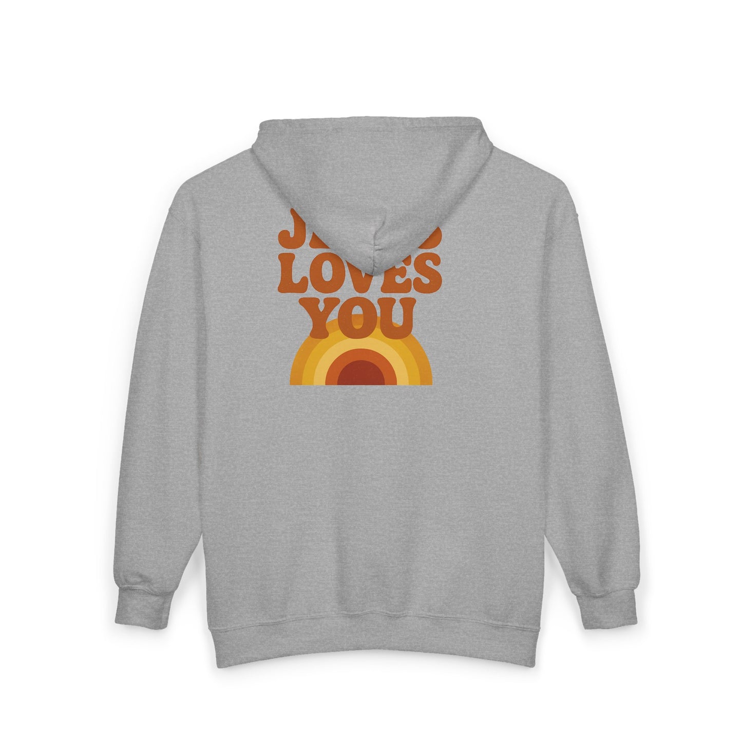 Retro “Jesus Loves You” Zip-Up Hoodie – Cozy Christian Sweatshirt for Everyday Comfort (Unisex)