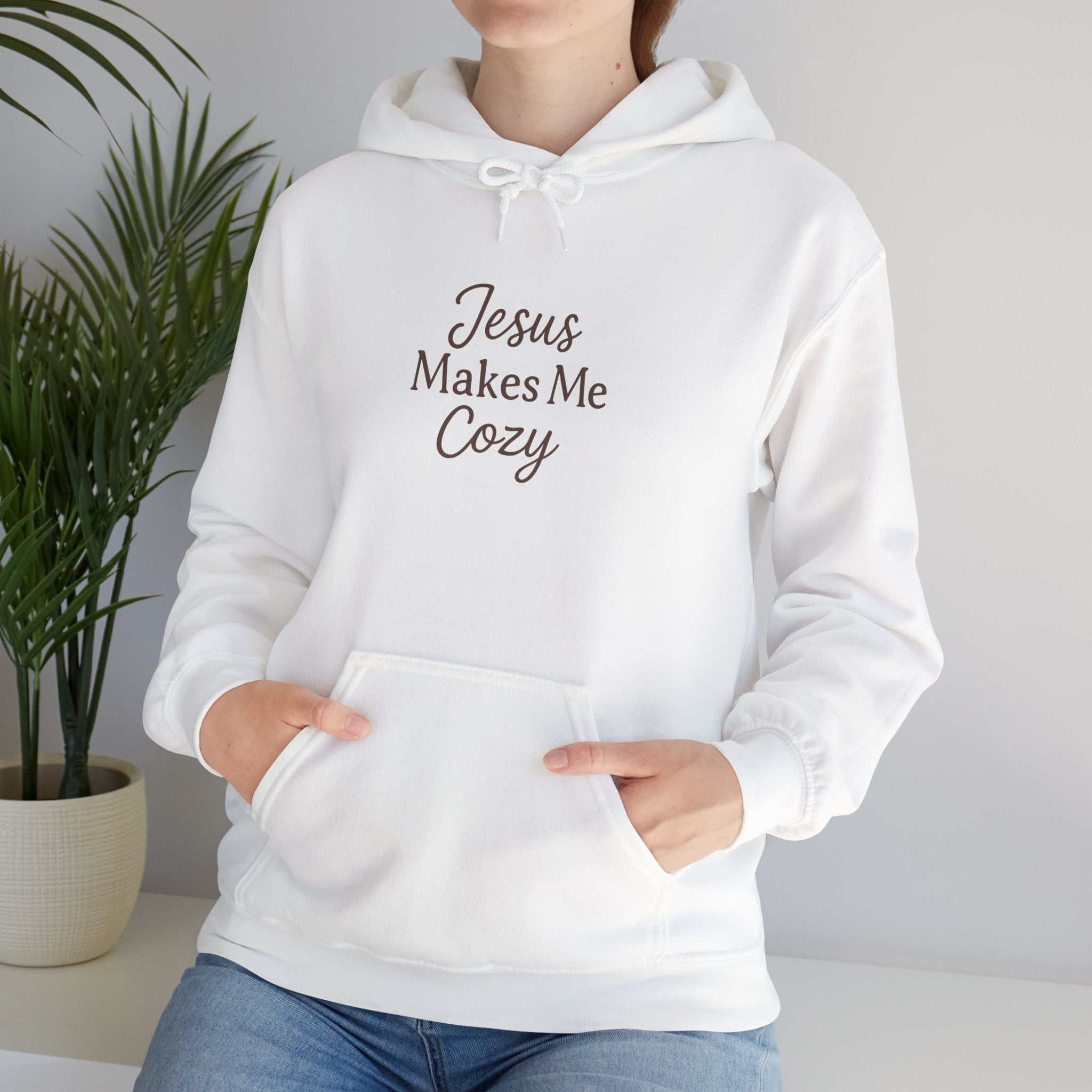Jesus Makes Me Cozy Hooded Sweatshirt | Christian Faith Hoodie | Lexad Designs I Comfort Pullover
