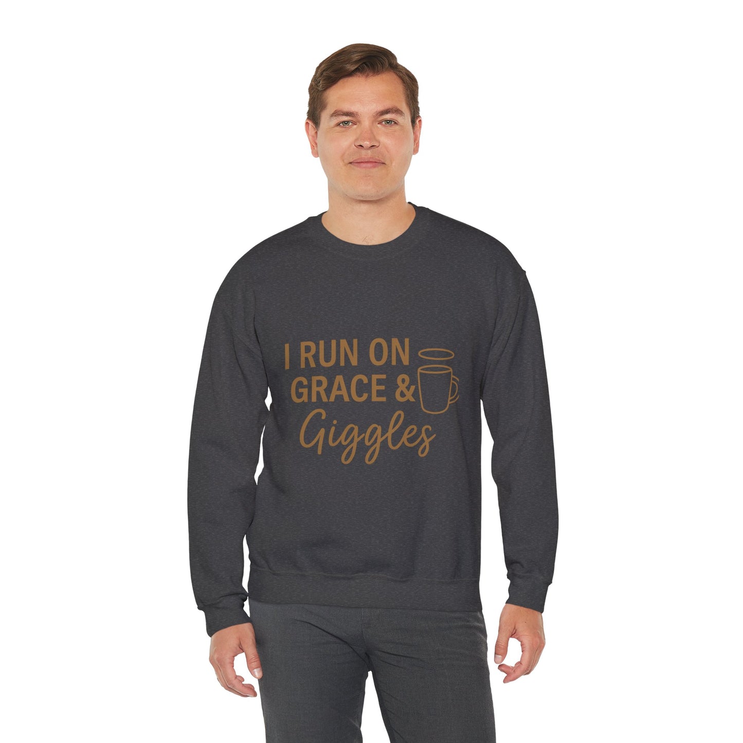 “I Run on Grace and Giggles Unisex Christian Sweatshirt”