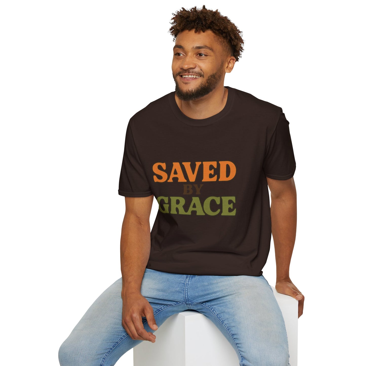 Saved by Grace Christian T-Shirt – Softstyle Faith Tee for Women & Men.