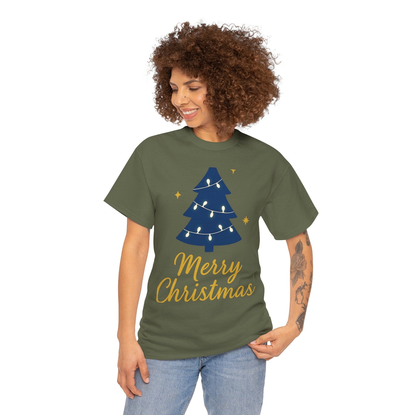 Merry Christmas Unisex Heavy Cotton Tee – Faith-Inspired Holiday Shirt