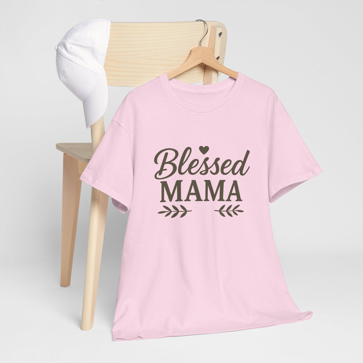 Blessed Mama Heavy Cotton Tee – Christian Faith Shirt for Moms | Soft & Stylish Everyday Wear