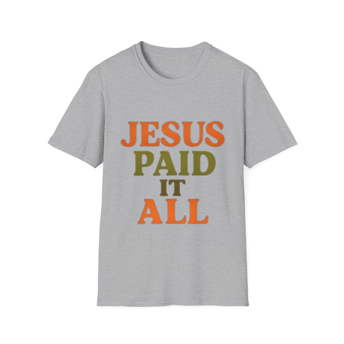 Jesus Paid It All Christian T-Shirt – Softstyle Hymn-Inspired Faith Tee for Women & Men.