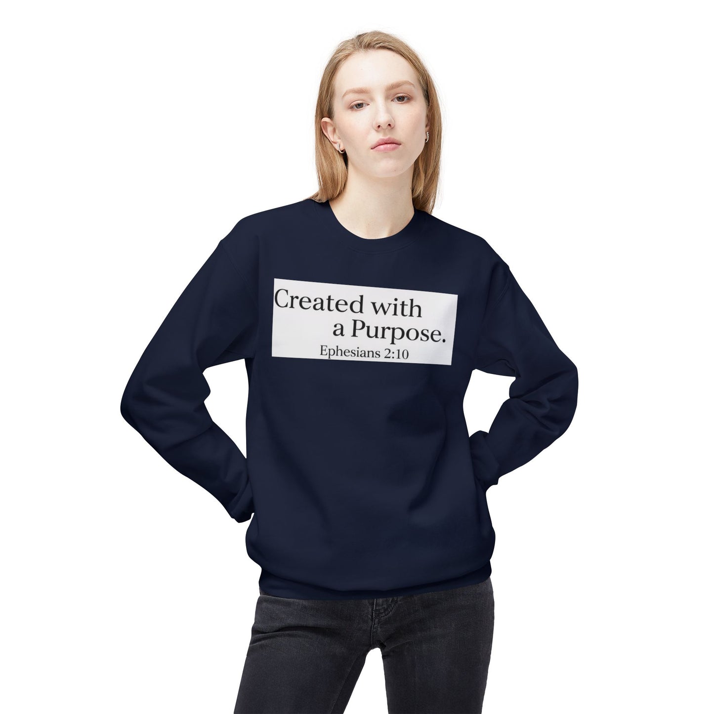 Unisex Inspirational Sweatshirt - Created with a Purpose, Ephesians 2:10, Cozy Gift for Faith Lovers, Casual Wear, Christian Apparel, [...]