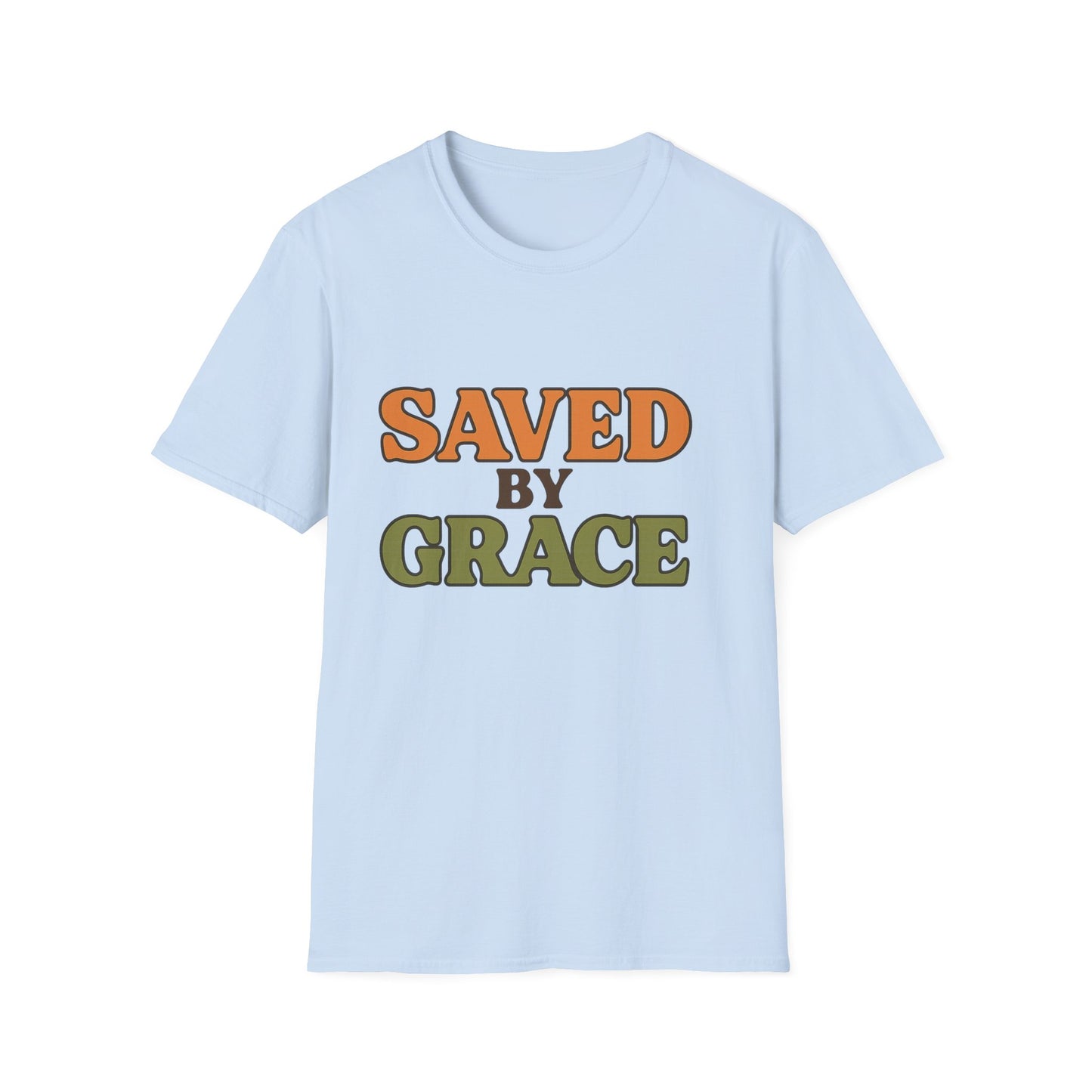 Saved by Grace Christian T-Shirt – Softstyle Faith Tee for Women & Men.