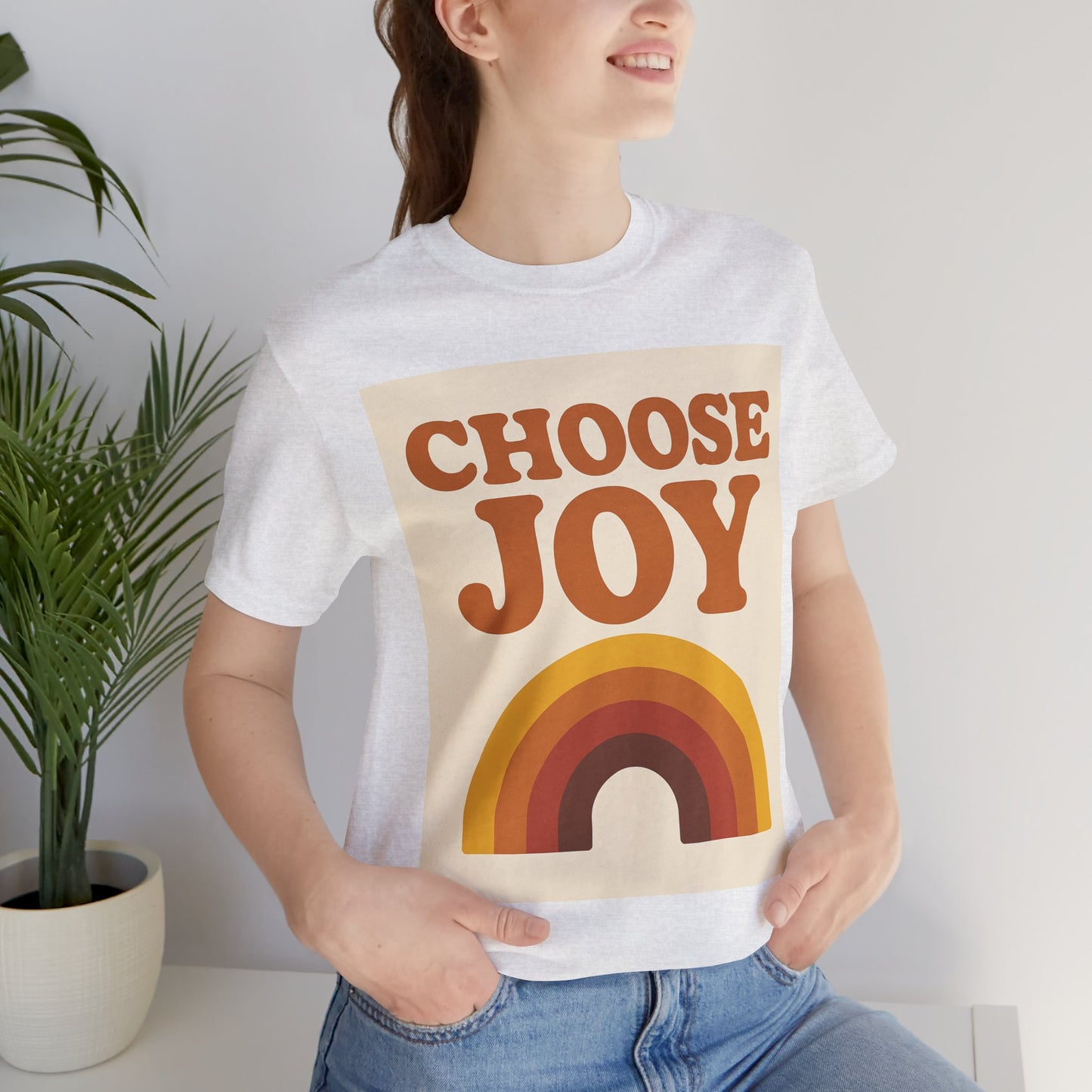 Retro Rainbow Choose Joy Tee, Unisex T-Shirt, Positive Vibes Shirt, Gift for Her, Summer Clothing, Joyful Apparel