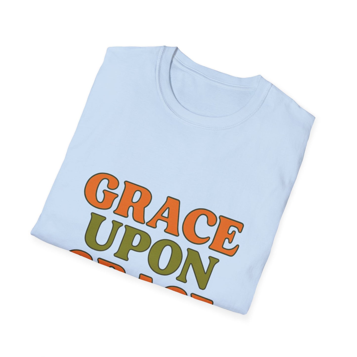 Grace Upon Grace Christian T-Shirt – Softstyle Jesus-Inspired Faith Tee for Women & Men.