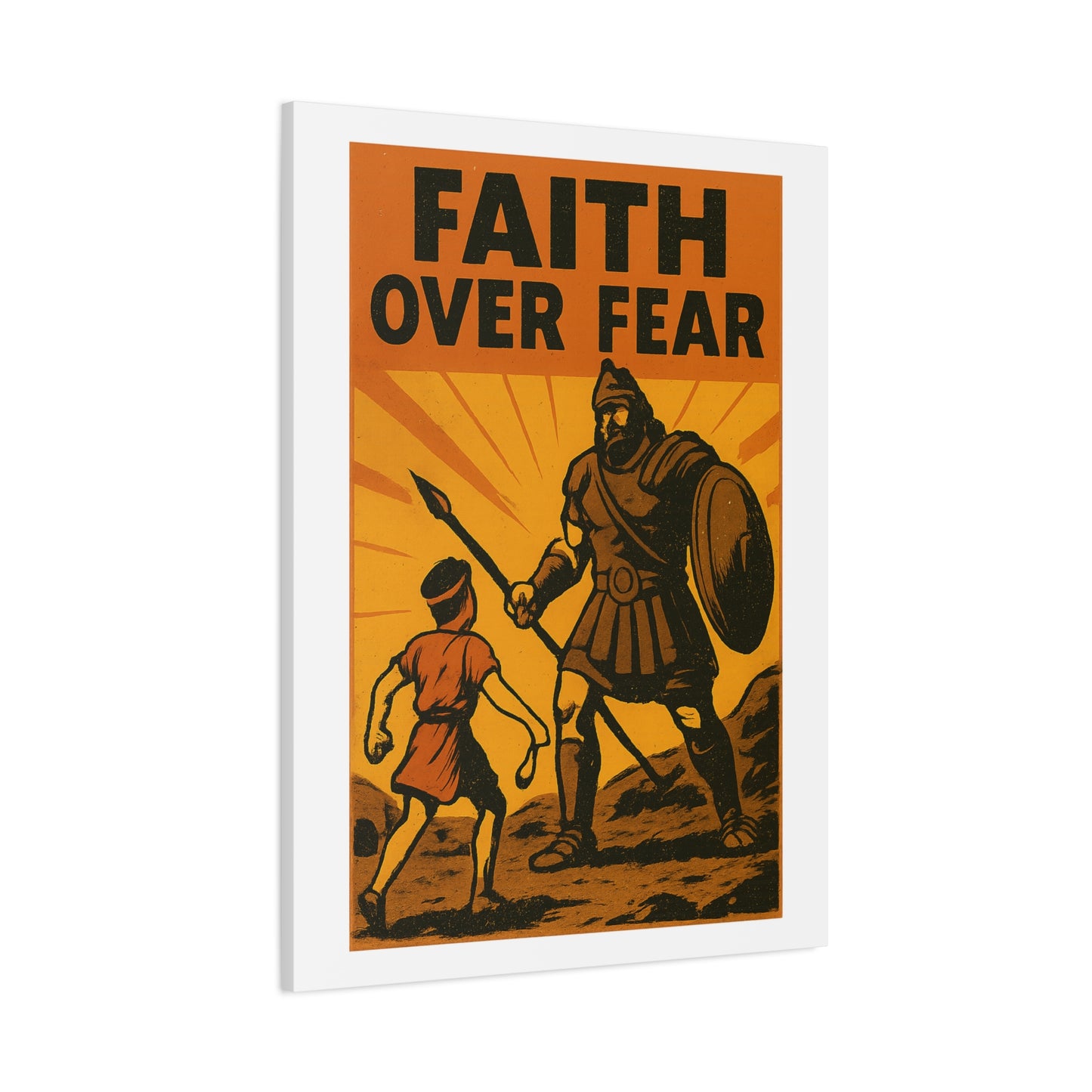 David and Goliath Wall Art | Faith Over Fear Christian Poster.