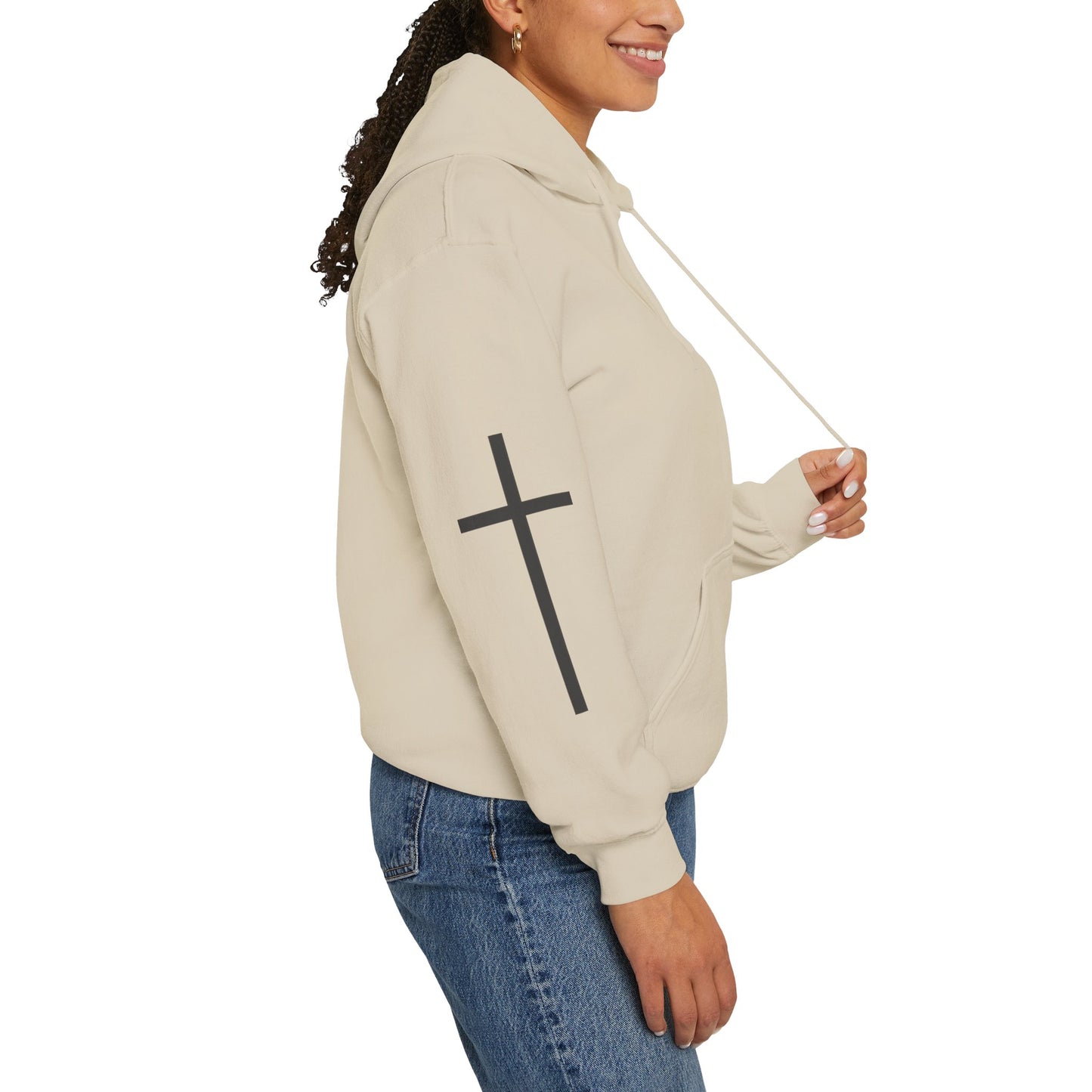 Cross Sleeve Unisex Hoodie | Faith Apparel | Heavy Blend Sweatshirt