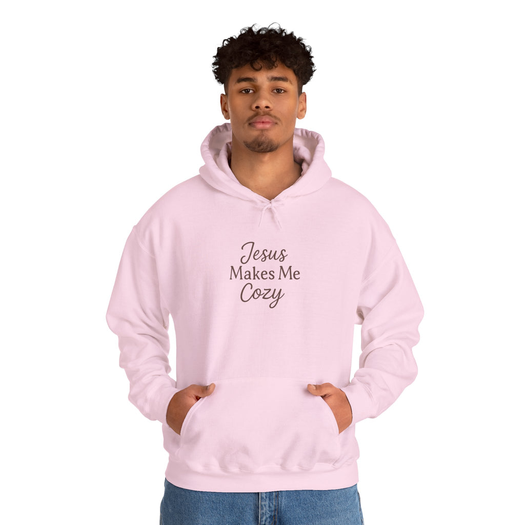 Jesus Makes Me Cozy Hooded Sweatshirt | Christian Faith Hoodie | Lexad Designs I Comfort Pullover