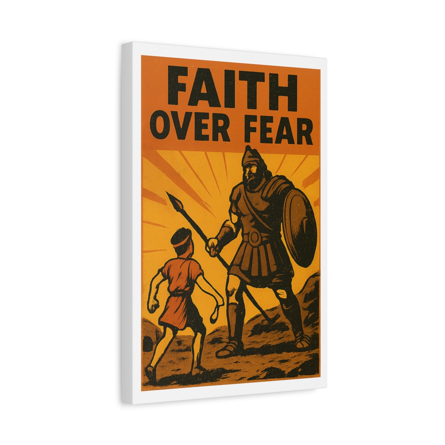 David and Goliath Wall Art | Faith Over Fear Christian Poster.