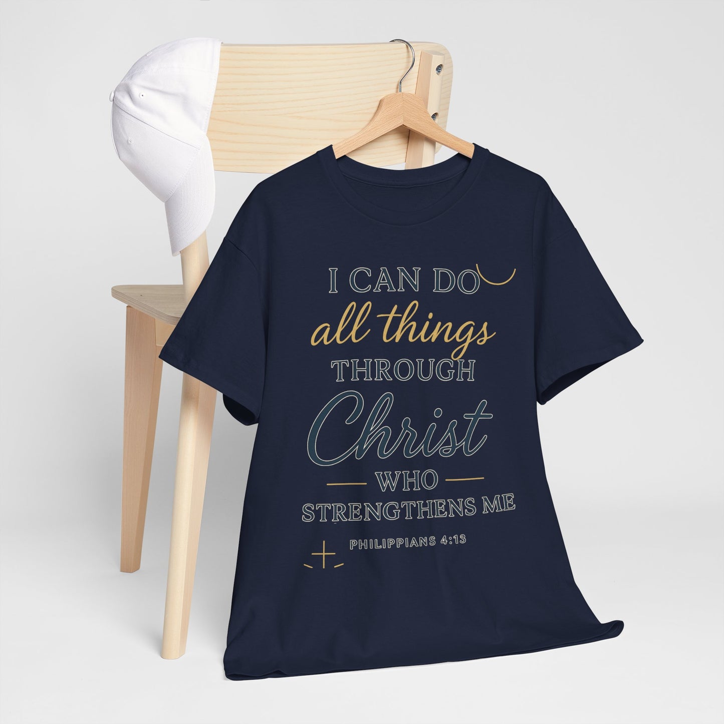 Inspirational Christian T-Shirt, I can do all things through christ -Motivational Quote Tee, Faith-Based Apparel, Bible Verse Shirt, Perfect Gift for Believers