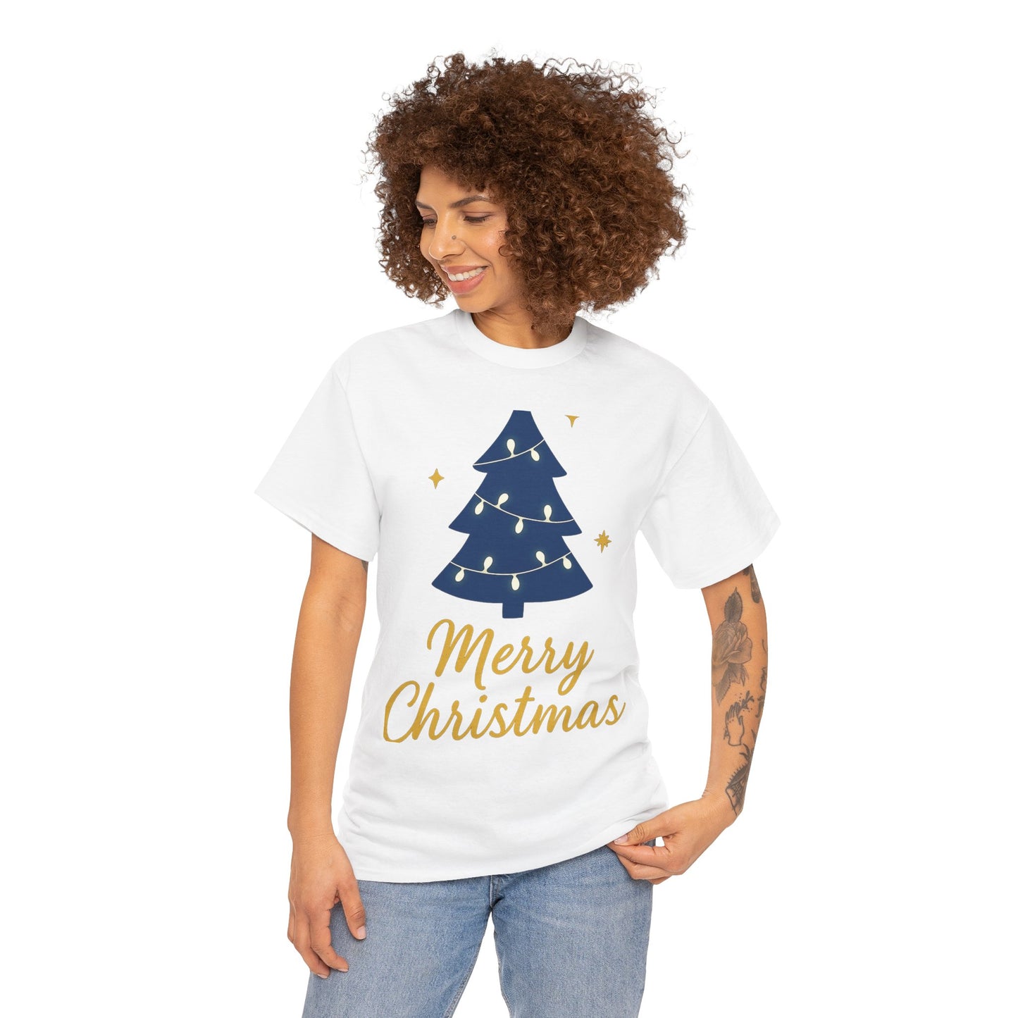 Merry Christmas Unisex Heavy Cotton Tee – Faith-Inspired Holiday Shirt