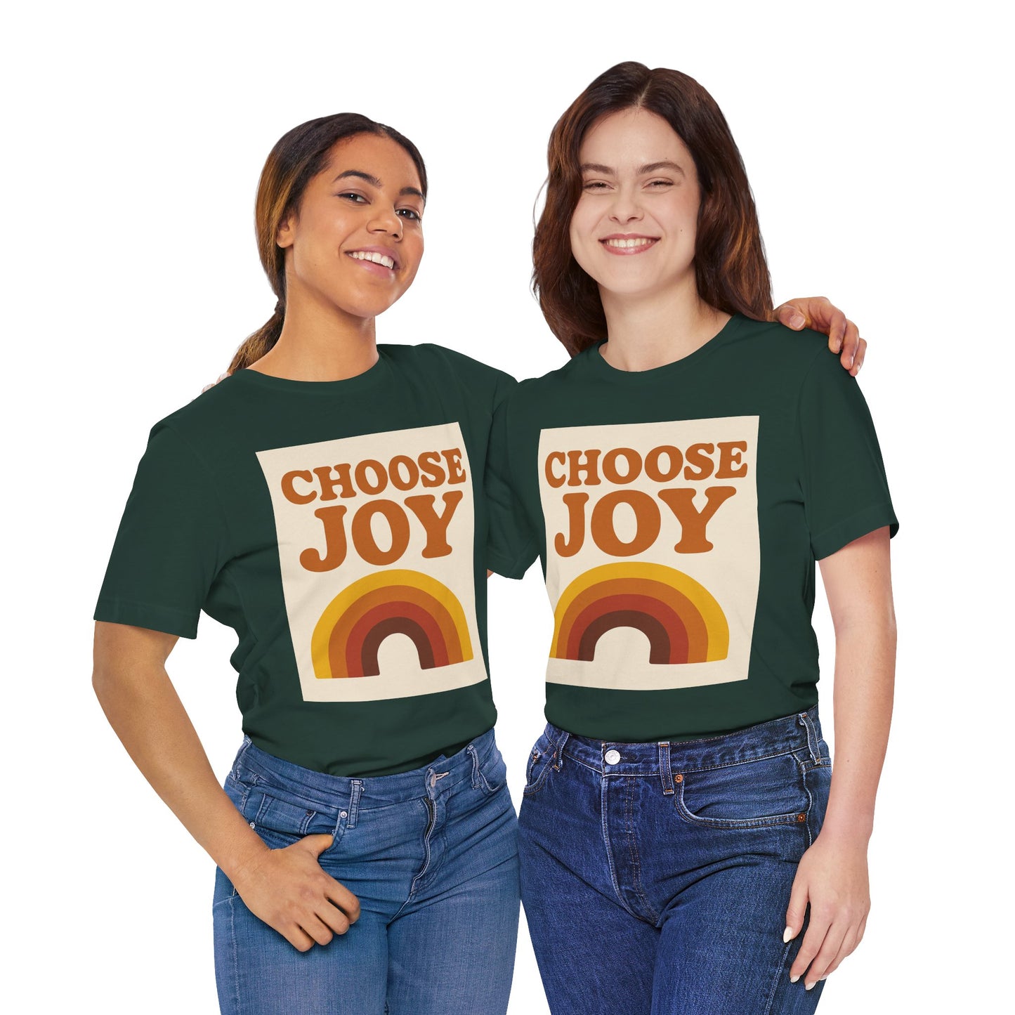Retro Rainbow Choose Joy Tee, Unisex T-Shirt, Positive Vibes Shirt, Gift for Her, Summer Clothing, Joyful Apparel