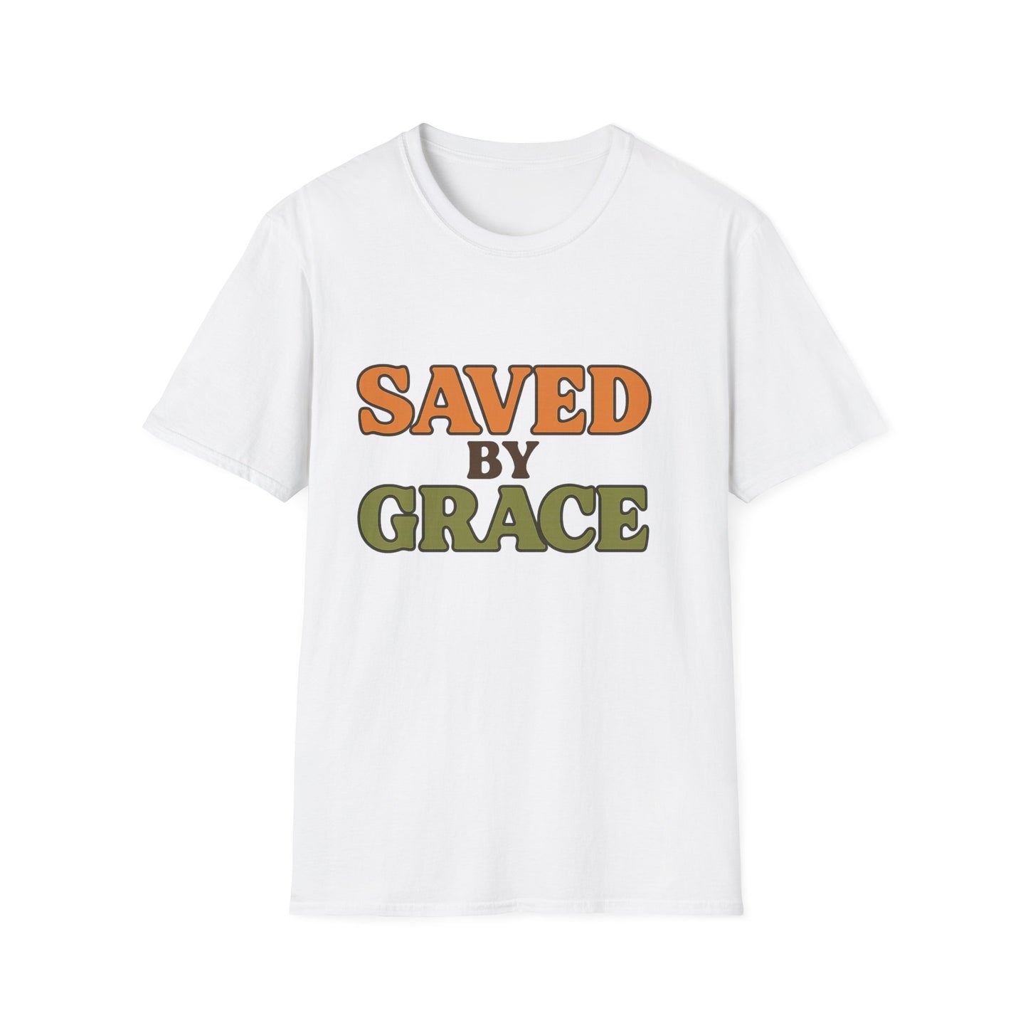 Saved by Grace Christian T-Shirt – Softstyle Faith Tee for Women & Men.