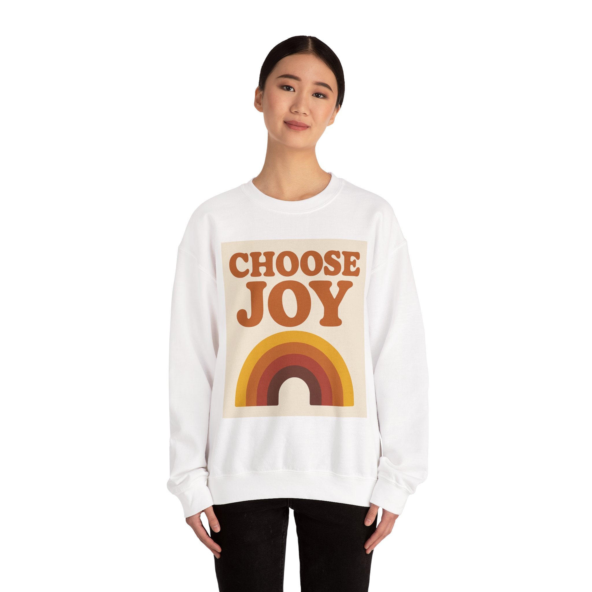 Choose Joy Rainbow Crewneck Sweatshirt, Unisex Sweatshirt, Motivational Gift, Cozy Layer, Fall Fashion, Positive Vibes