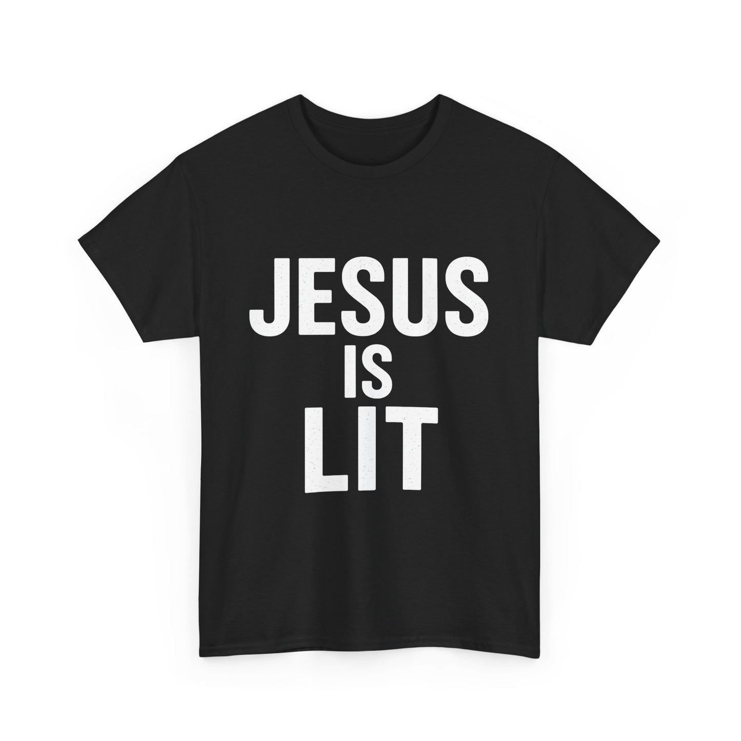 Jesus Is Lit Heavy Cotton Tee | Bold Christian Streetwear