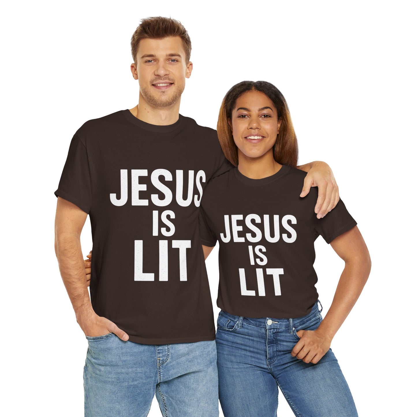Jesus Is Lit Heavy Cotton Tee | Bold Christian Streetwear