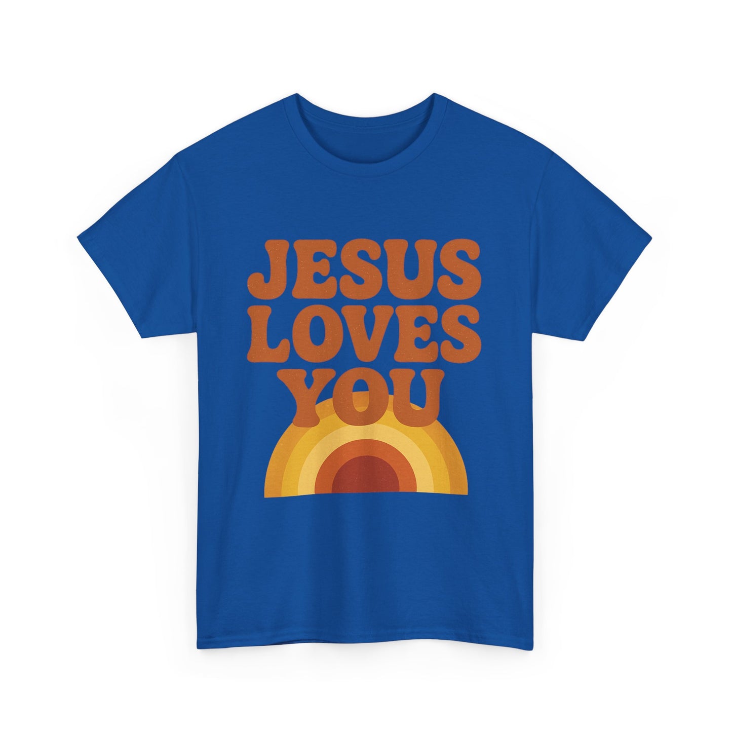 Jesus Loves You Rainbow Unisex Heavy Cotton Tee, Christian T-Shirt, Gift for Believers, Faith Apparel, Casual Wear, Spiritual Top