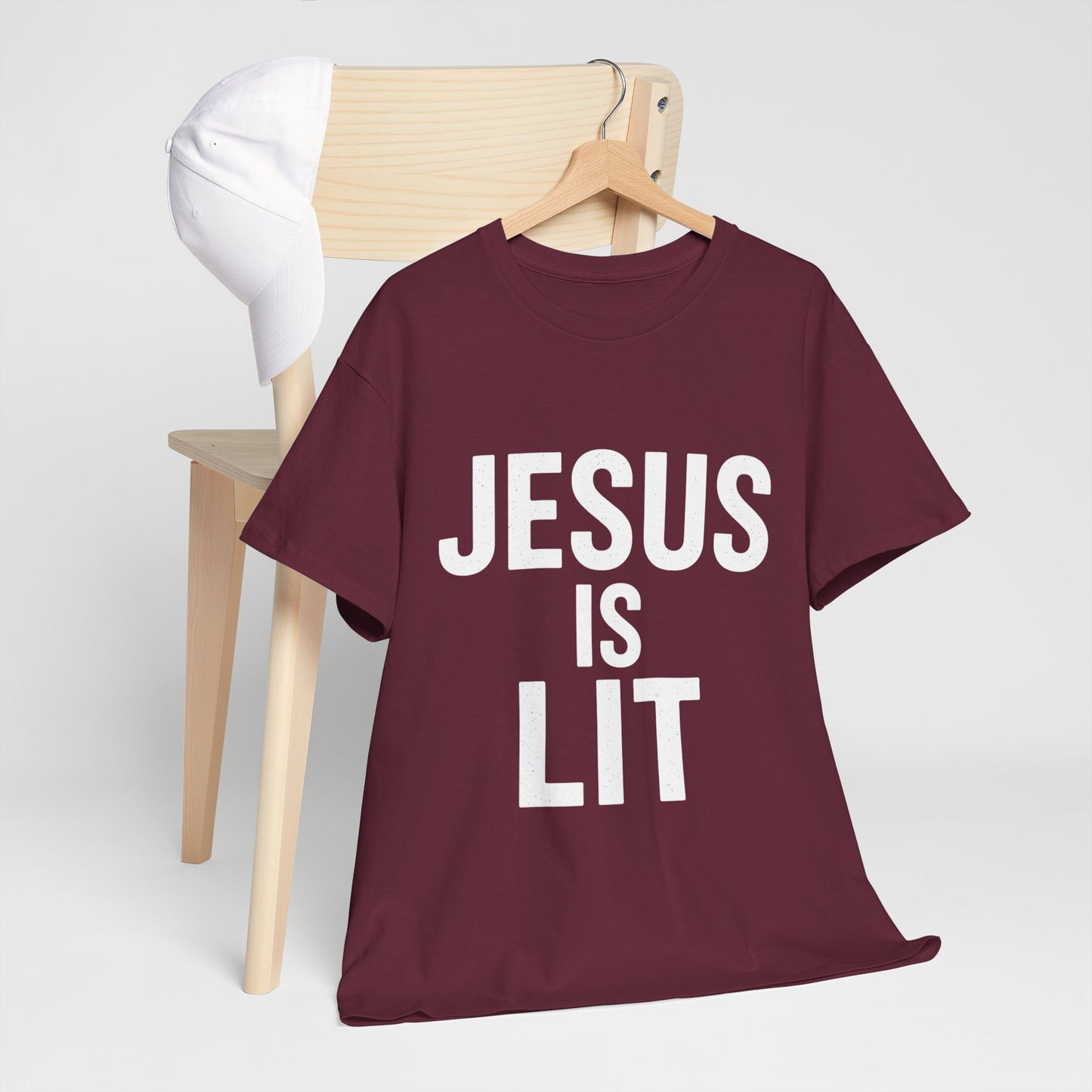 Jesus Is Lit Heavy Cotton Tee | Bold Christian Streetwear