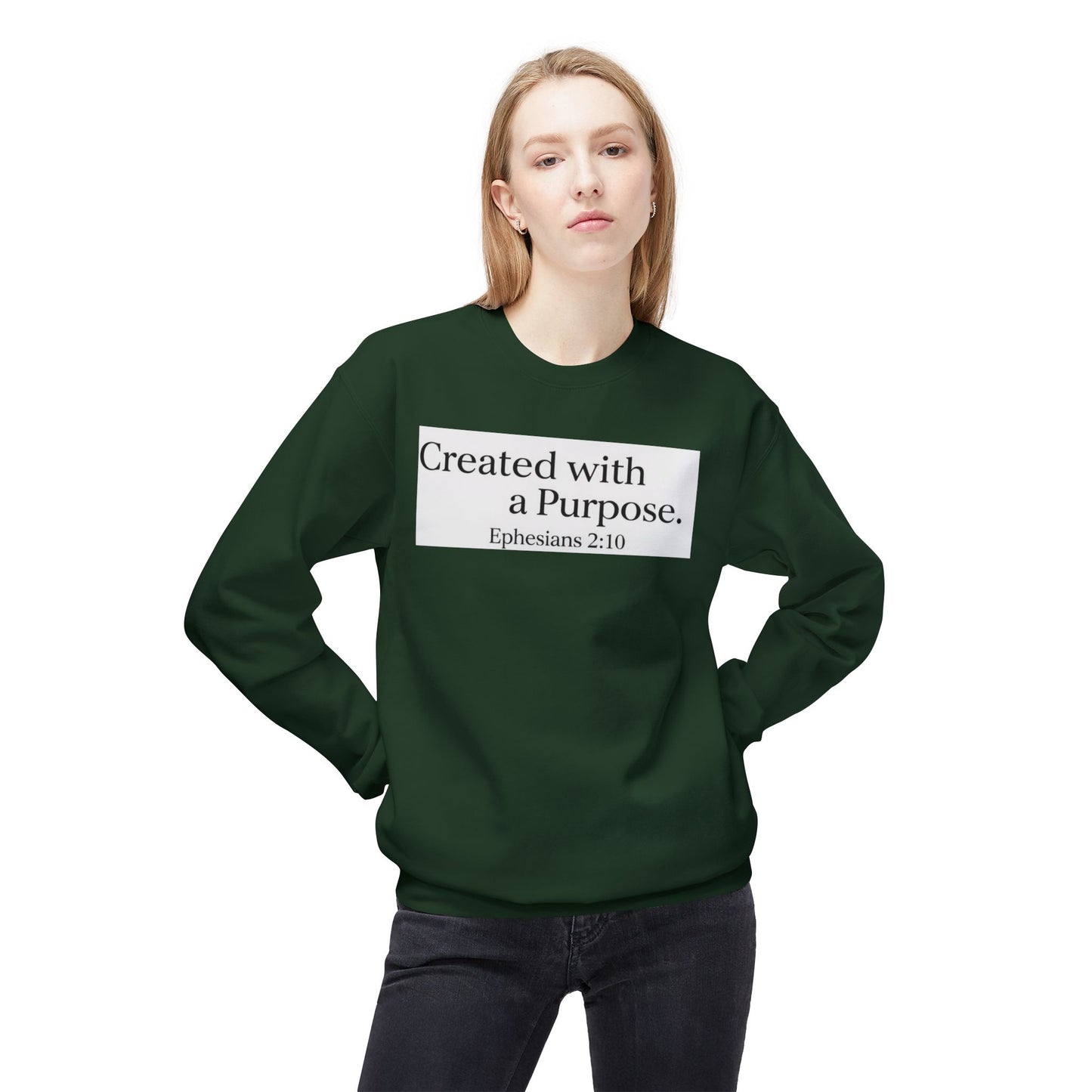 Unisex Inspirational Sweatshirt - Created with a Purpose, Ephesians 2:10, Cozy Gift for Faith Lovers, Casual Wear, Christian Apparel, [...]