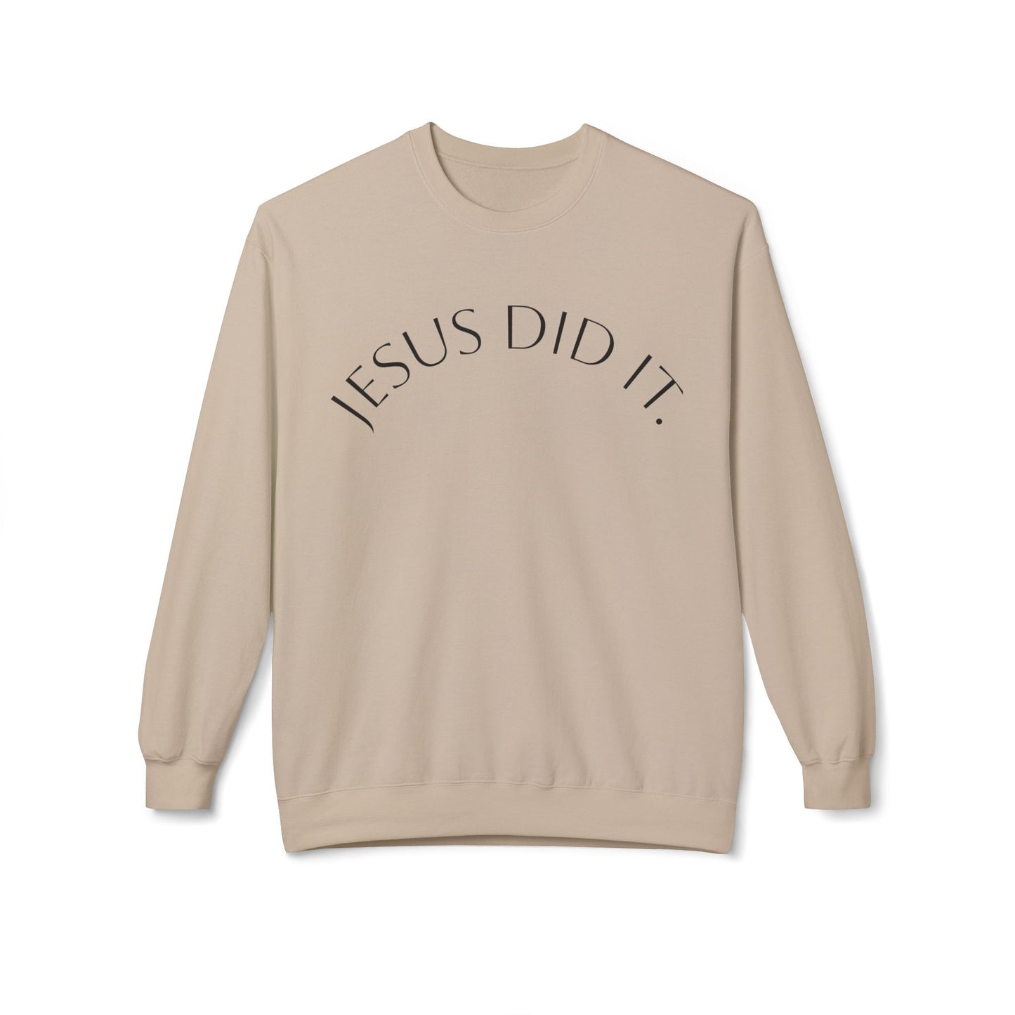 Inspirational Fleece Sweatshirt - Jesus Did It - Cozy, Unisex Crewneck, Perfect for Faith, Holidays, Gifts, Everyday Wear