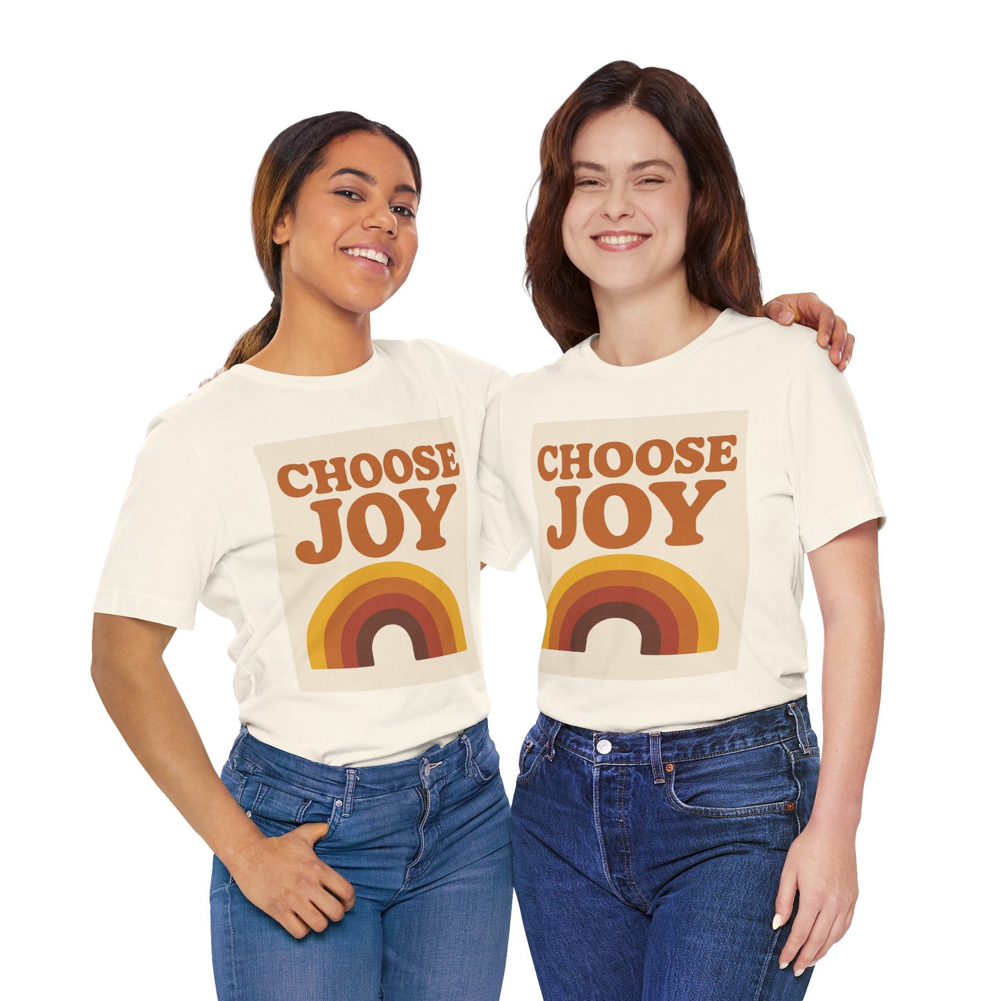 Retro Rainbow Choose Joy Tee, Unisex T-Shirt, Positive Vibes Shirt, Gift for Her, Summer Clothing, Joyful Apparel