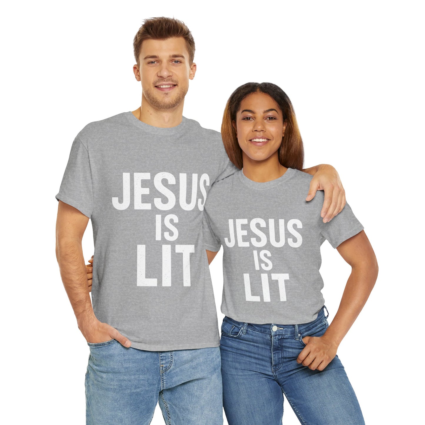Jesus Is Lit Heavy Cotton Tee | Bold Christian Streetwear