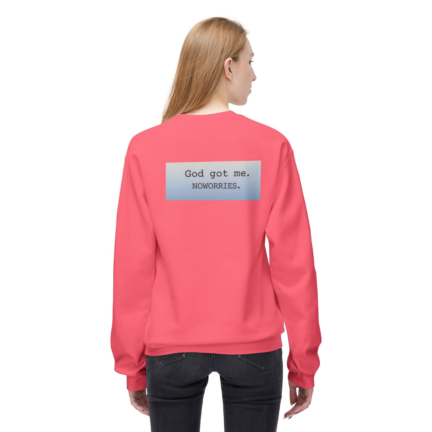 Cozy Inspirational Crewneck Sweatshirt with 'God Got Me. No Worries.' Slogan, Gift for Faith Lovers, Relaxed Casual Wear, Spiritual [...]