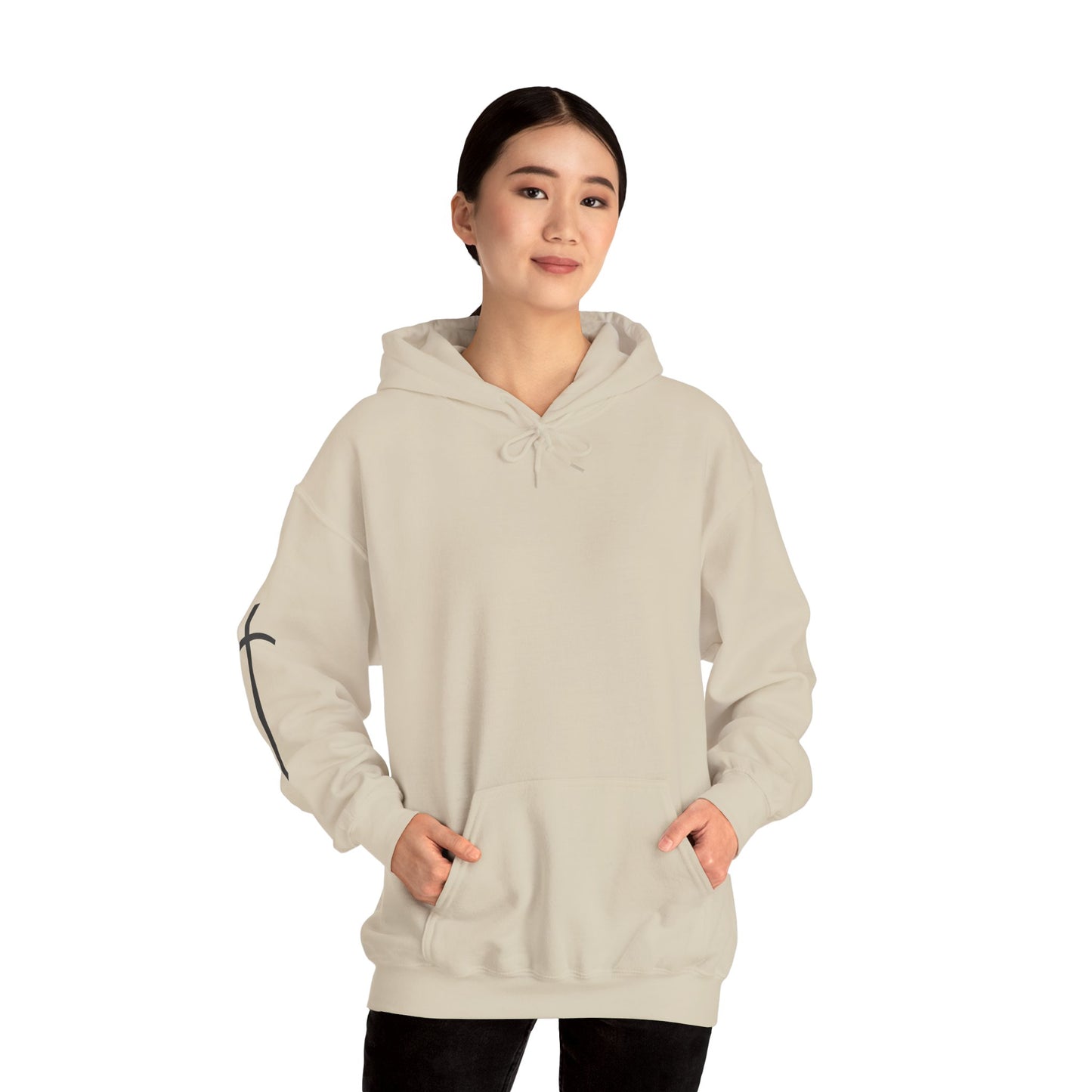 Cross Sleeve Unisex Hoodie | Faith Apparel | Heavy Blend Sweatshirt