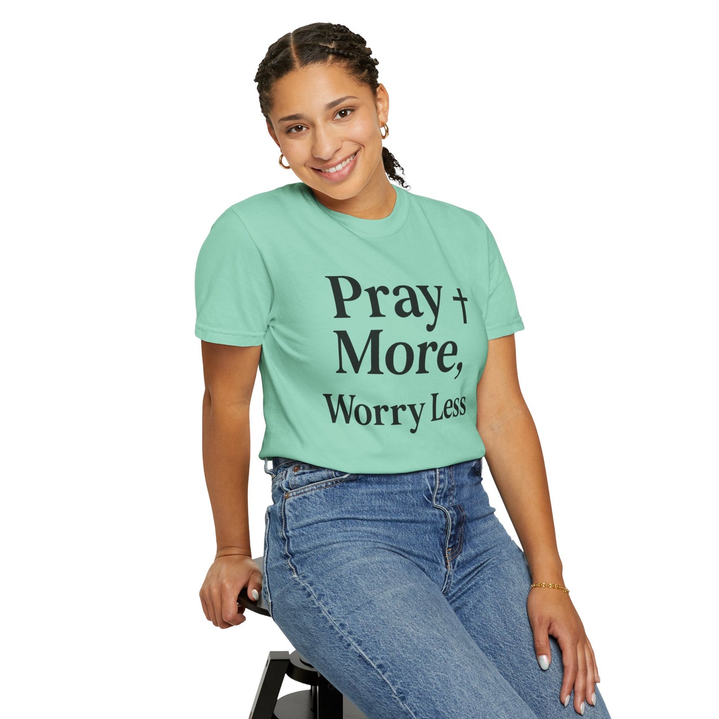Pray More Worry Less Christian T-Shirt | Inspirational Unisex Tee
