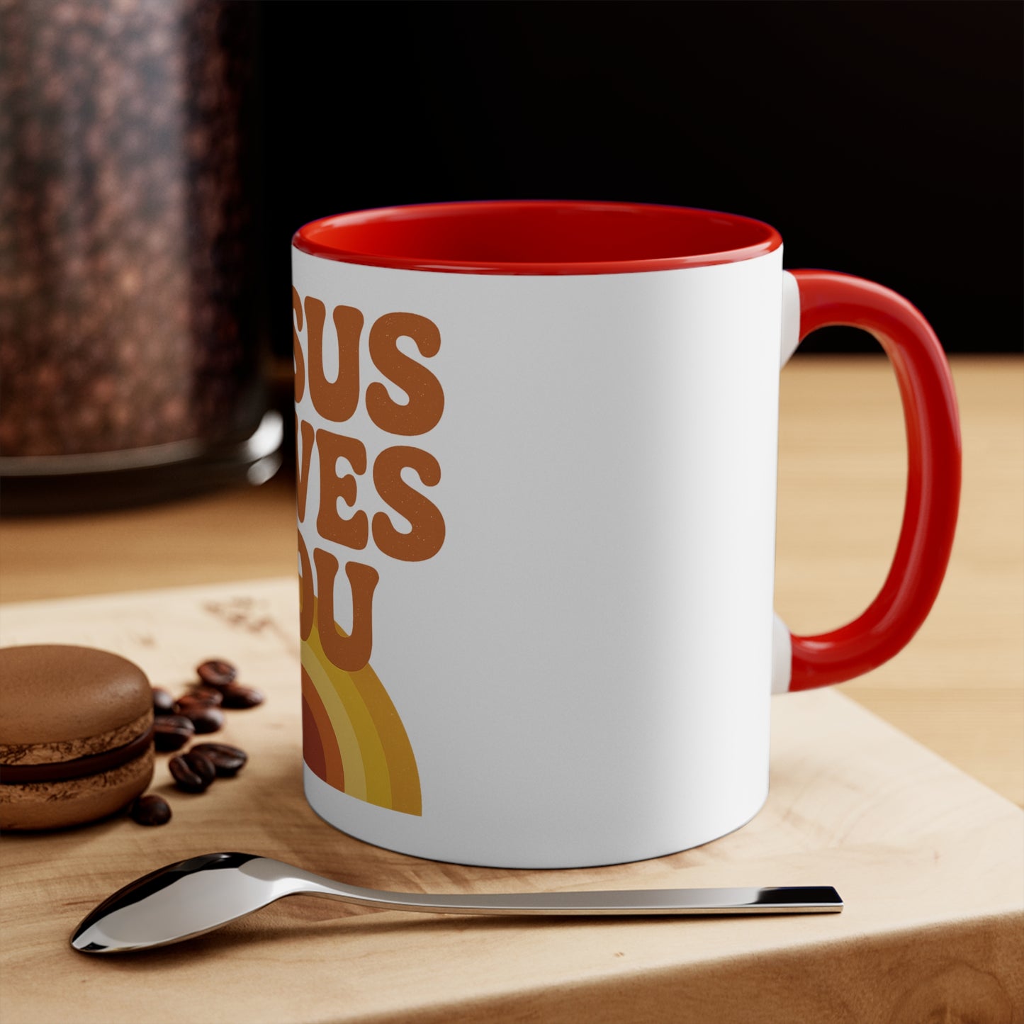 Retro Jesus Loves You Mug - Inspirational Coffee Cup, Gift for Friends, Faith-Based Decor, Christian Gifts, Pastel Pink Accent