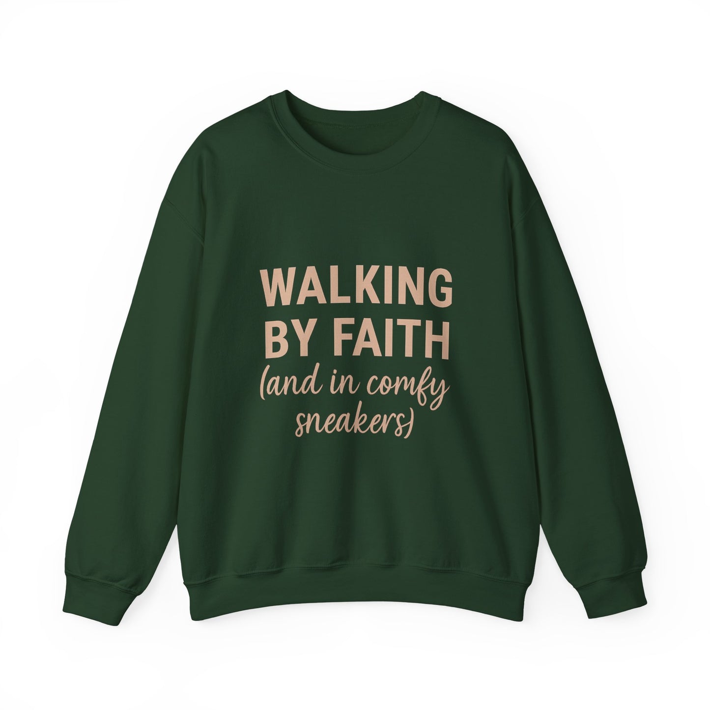 “Walking by Faith (and in Comfy Sneakers) Unisex Christian Sweatshirt”