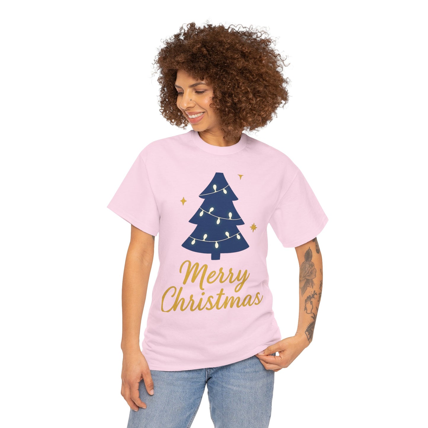 Merry Christmas Unisex Heavy Cotton Tee – Faith-Inspired Holiday Shirt