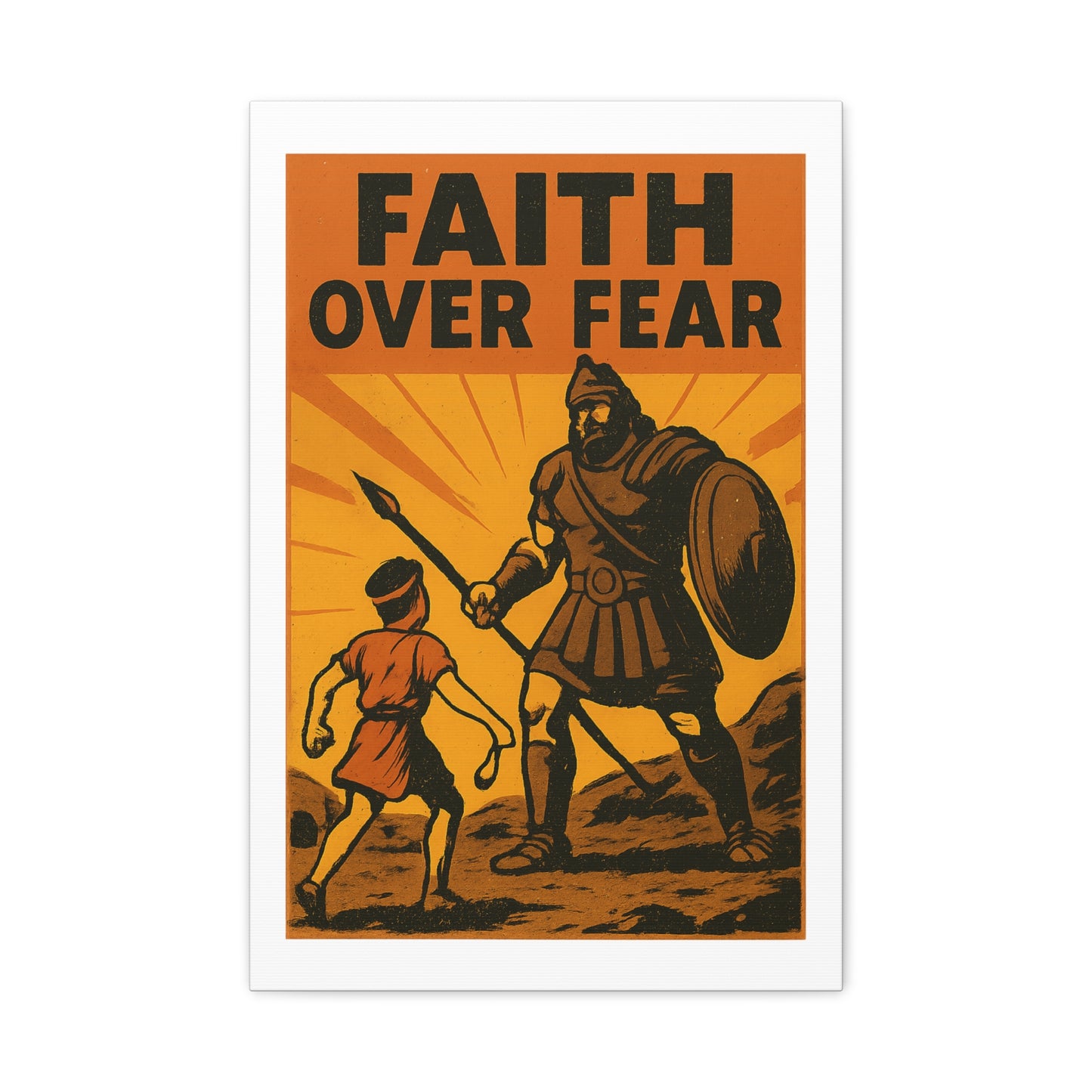 David and Goliath Wall Art | Faith Over Fear Christian Poster.