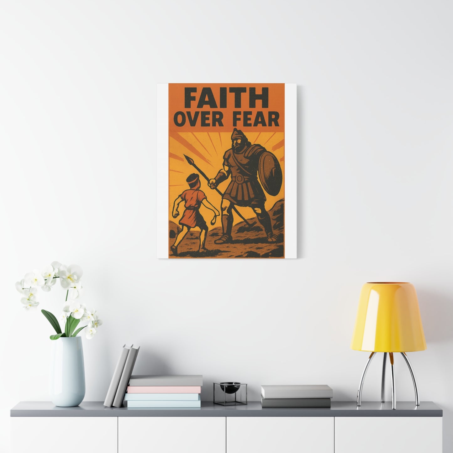 David and Goliath Wall Art | Faith Over Fear Christian Poster.
