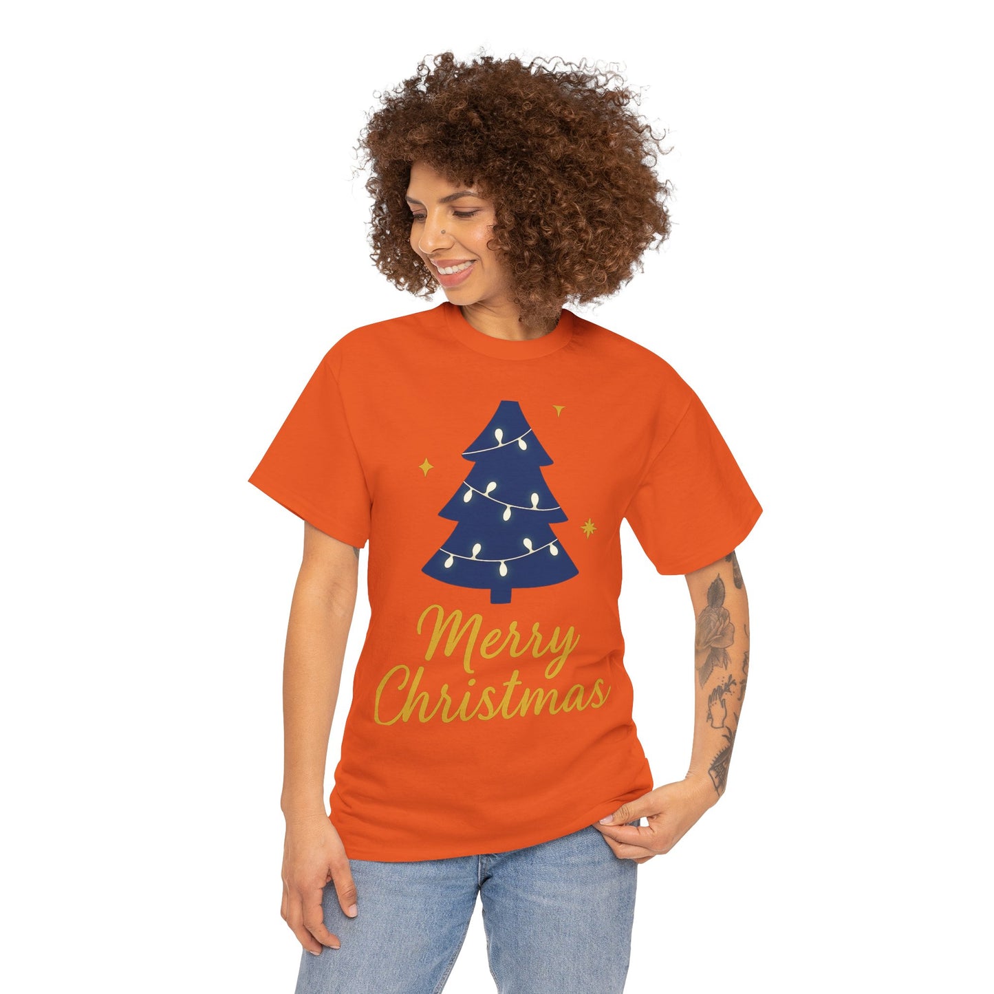 Merry Christmas Unisex Heavy Cotton Tee – Faith-Inspired Holiday Shirt