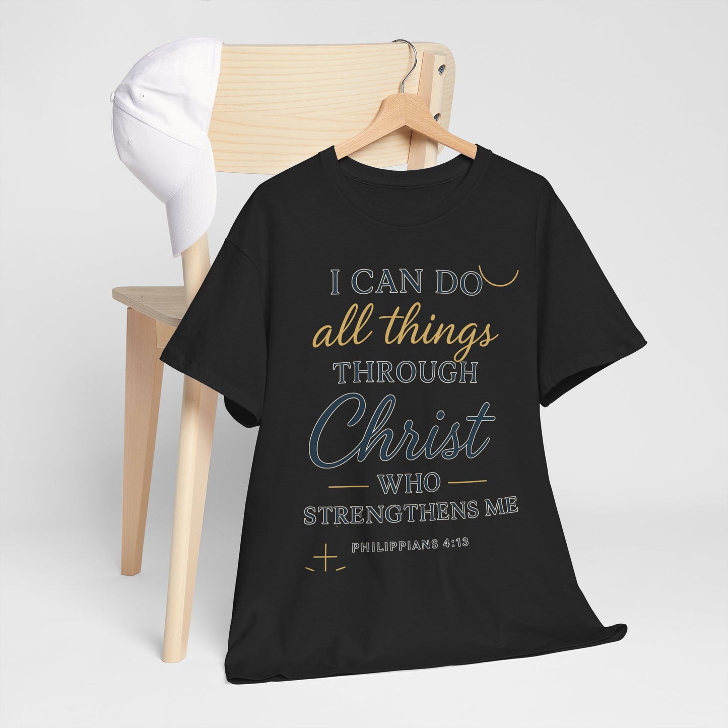Inspirational Christian T-Shirt, I can do all things through christ -Motivational Quote Tee, Faith-Based Apparel, Bible Verse Shirt, Perfect Gift for Believers