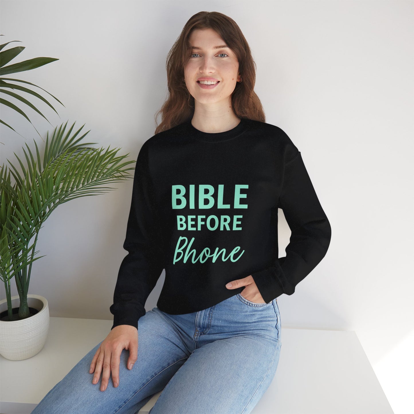 “Bible Before Phone Unisex Christian Sweatshirt”