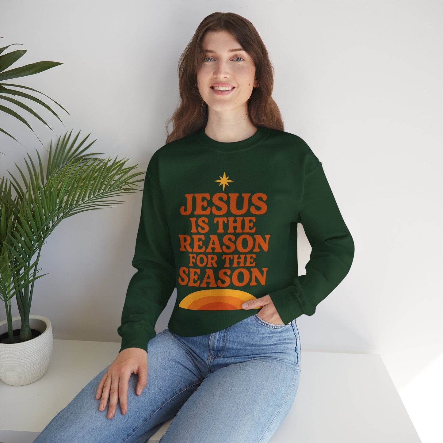 Jesus Is the Reason for the Season – Retro Unisex Christian Christmas Sweatshirt