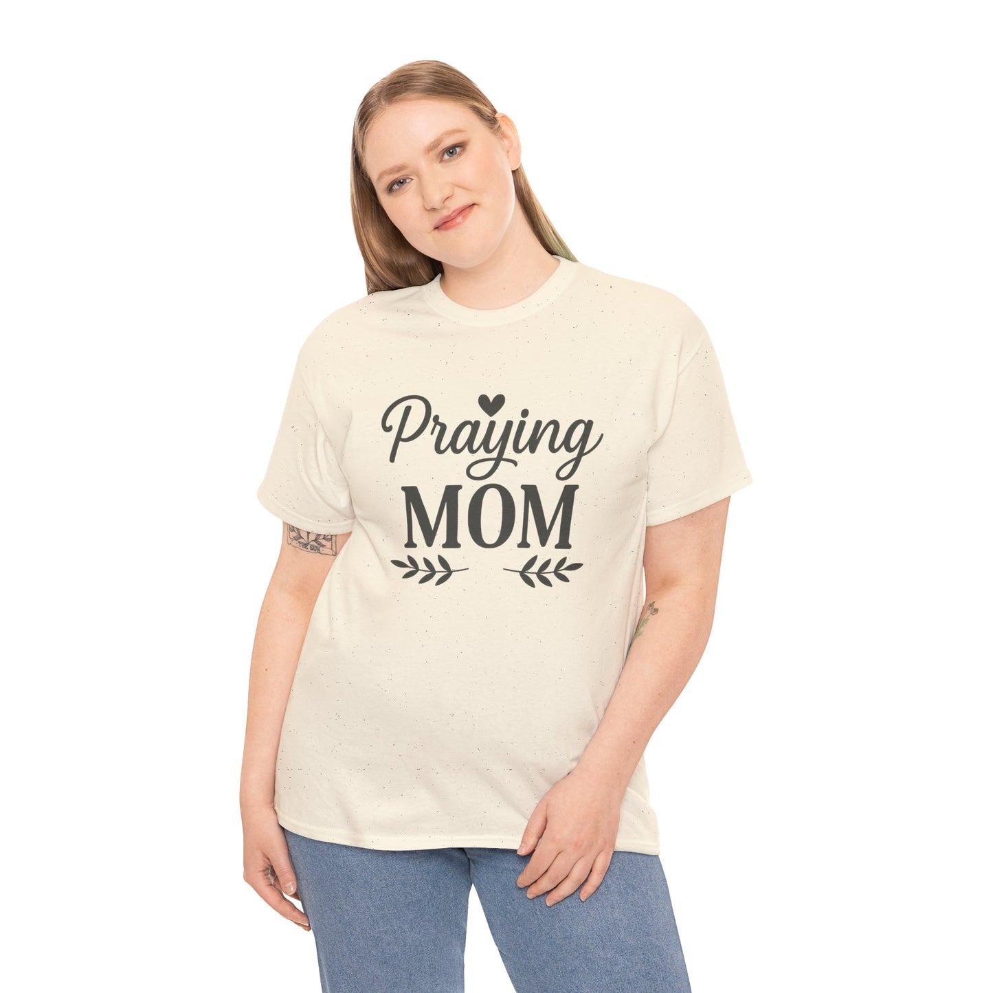 Praying Mom Unisex Heavy Cotton Tee – Christian Faith Shirt for Moms | Bold & Blessed Apparel